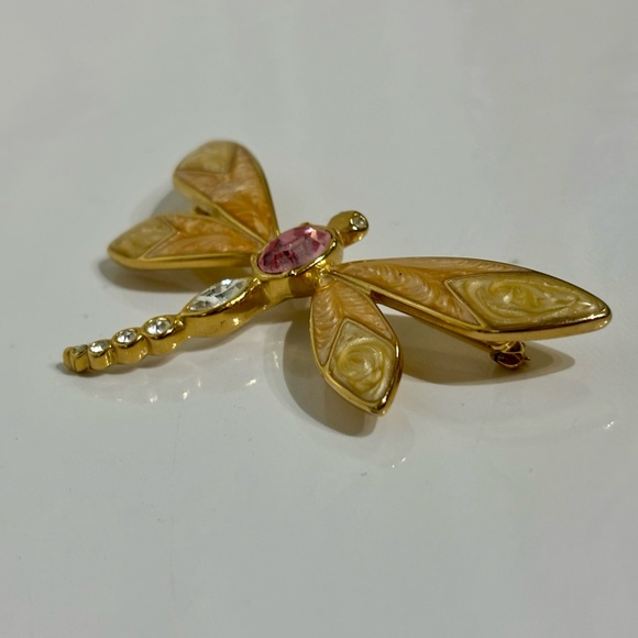 Vintage KJL Kenneth Jay Lane for Avon Goldtone  Dragonfly Brooch - Picture 5 of 10